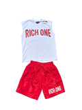 Red & White Shirt/ Shorts Set