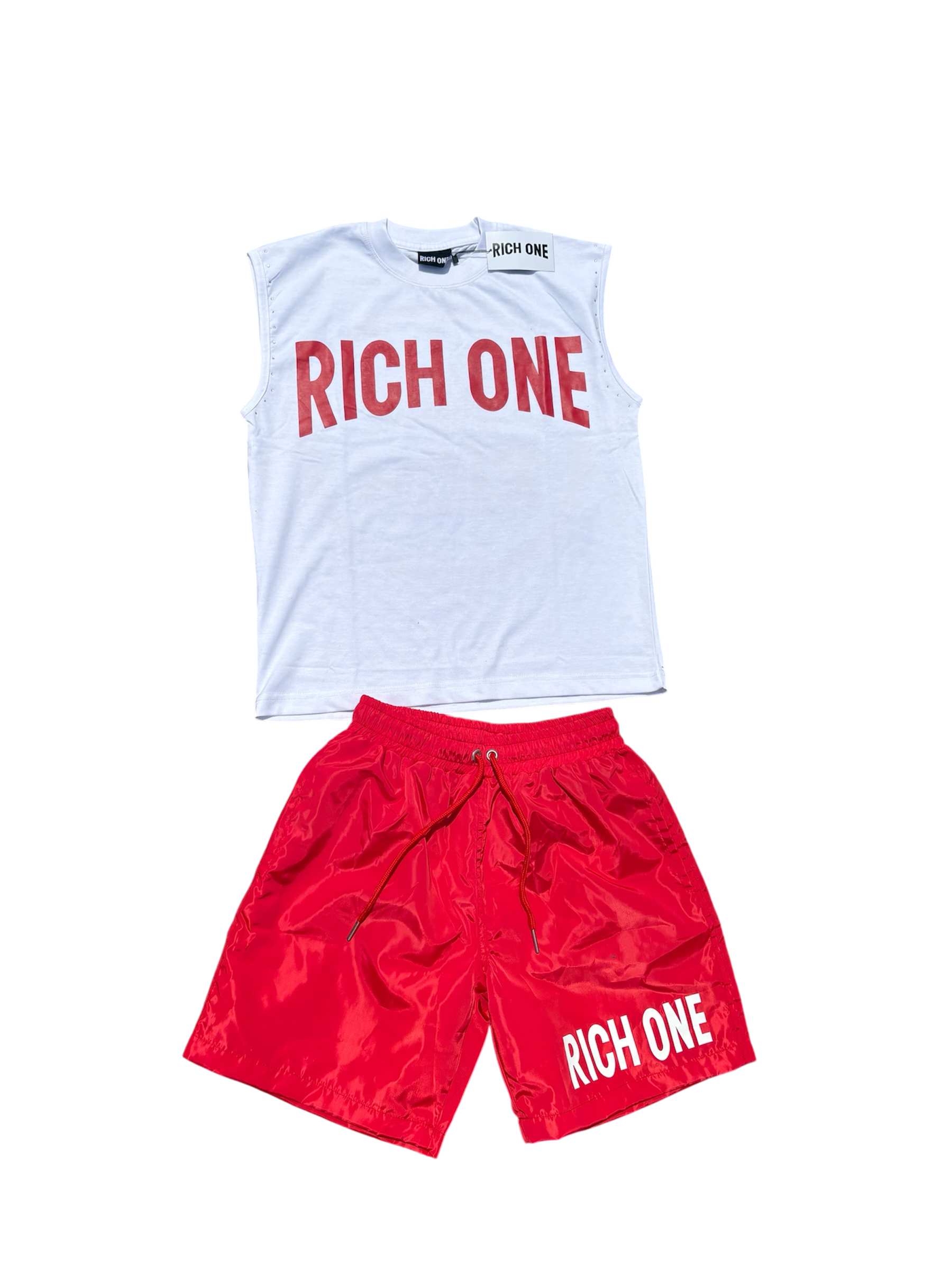 Red & White Shirt/ Shorts Set
