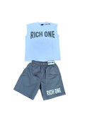 Grey & White Shirt/Shorts Set